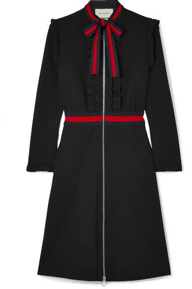 gucci ruffled grosgrain-trimmed stretch-cady dress|Gucci Livermore Outlet.